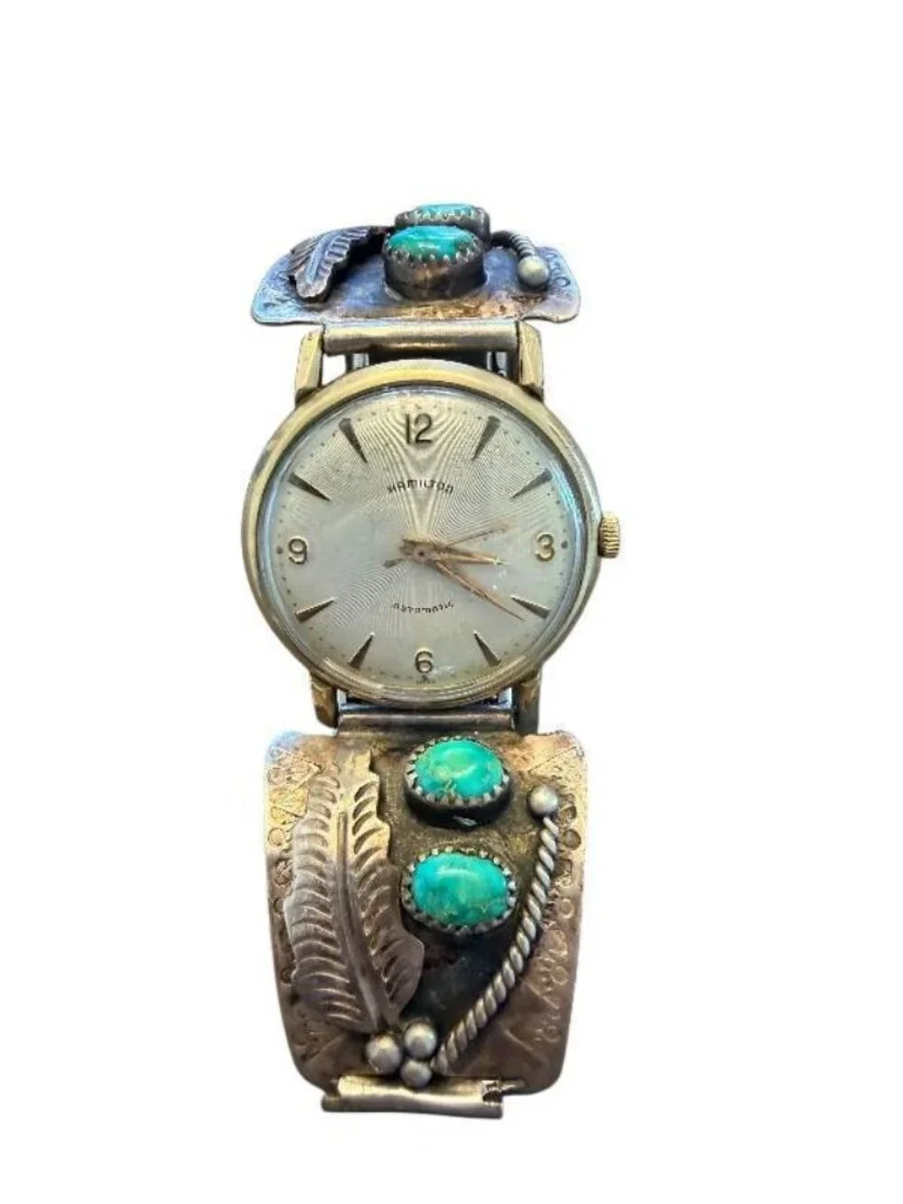 Vintage Hamilton Automatic Wristwatch with Turquoise and Sterling Silver Band